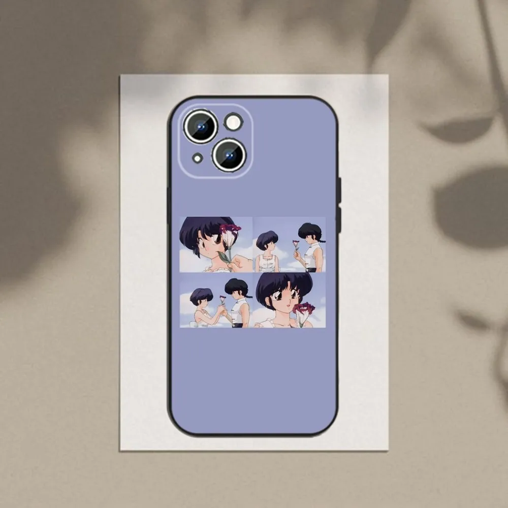 Cartoon R-RANMA 1 2 Phone Case Phone Case For Apple iPhone 15,14,13,12,11,XS,XR,X,8,7,Pro,Max,Plus,mini Silicone Black Cover