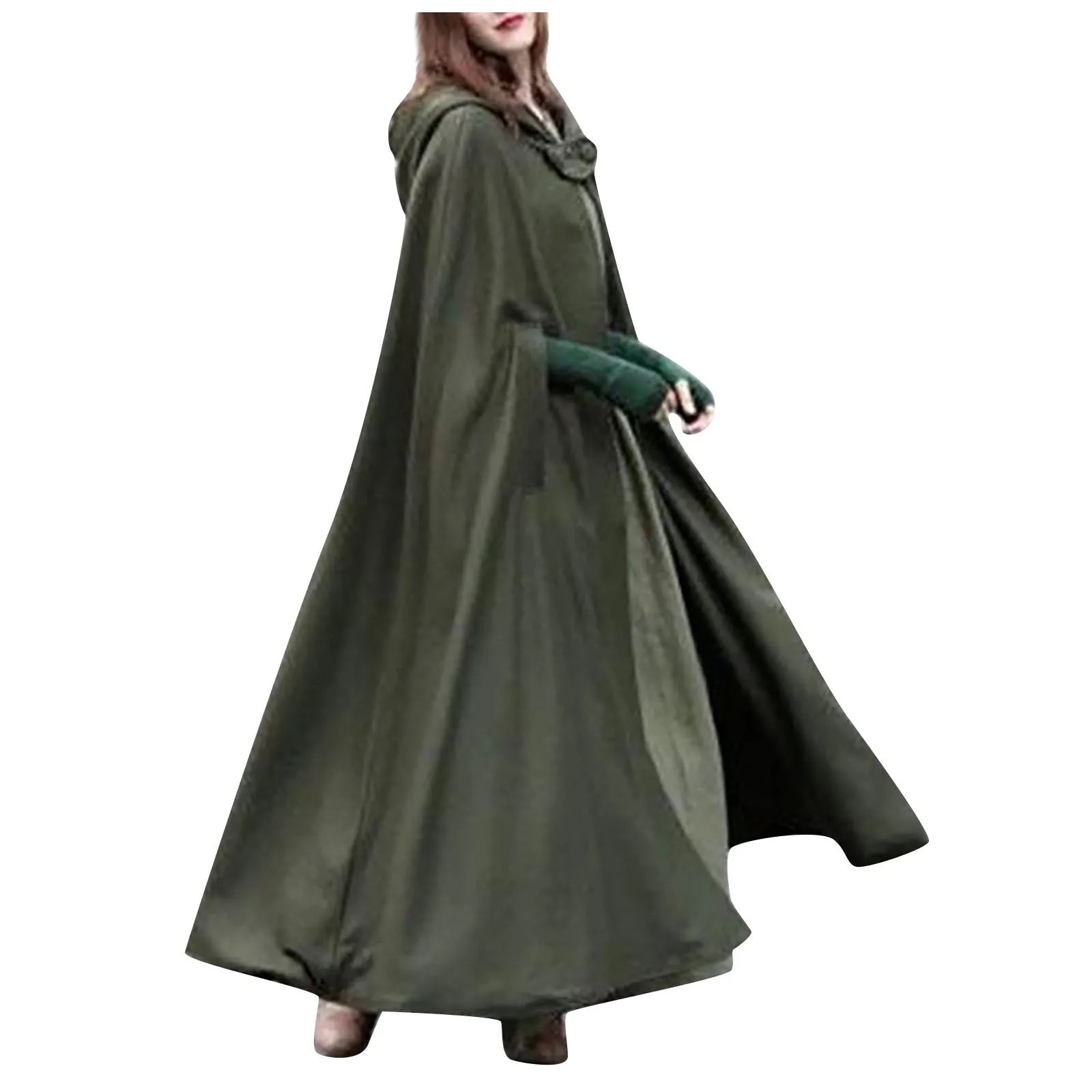 Winter Cloak Hooded Trench Coat Women Gothic Cape Women Trench Coat Open Front Cardigan Jacket Coat Cape Cloak Poncho Plus