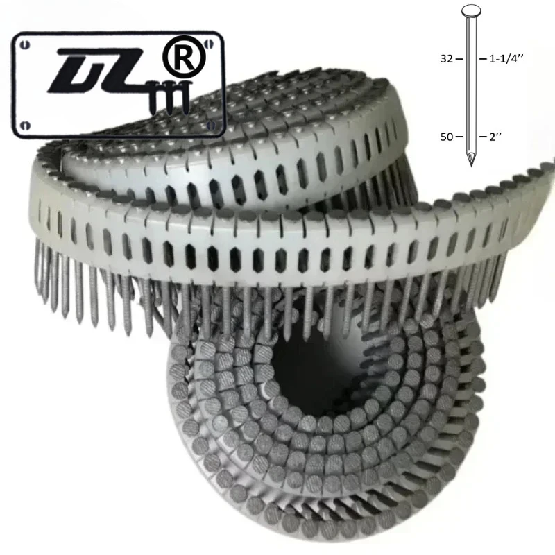 

Coil Nail 300pcs 48mm Flat Round Steel Hot Dip Galvanized Plastic Collated Nail Upholstery Tack Furniture Woodworking Customized