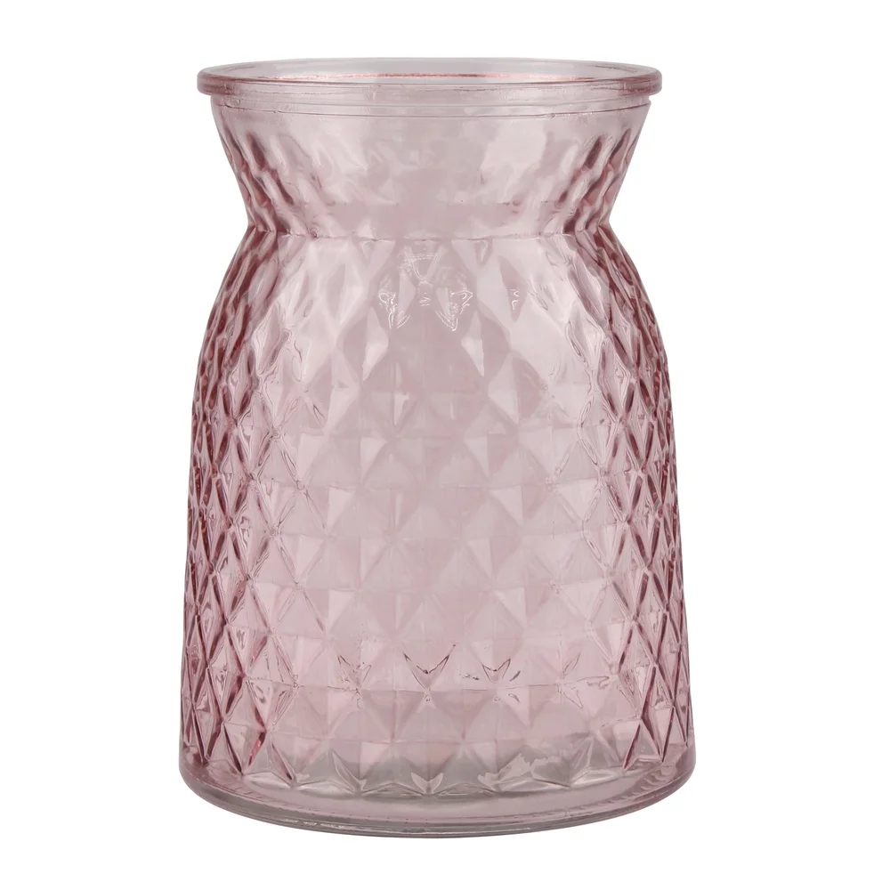 

2 Pack Stylish Glass Vases Decorative Centerpieces Modern Diamond Pattern Perfect Flowers Home Decoration
