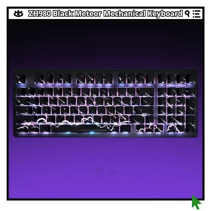 

Механическая клавиатура ZH980, трехрежимное соединение, проводная паутина, бесшумная, эргономичная, RGB Kailh Axis, ABS, матовая, тонкая текстура, 97 клавиш