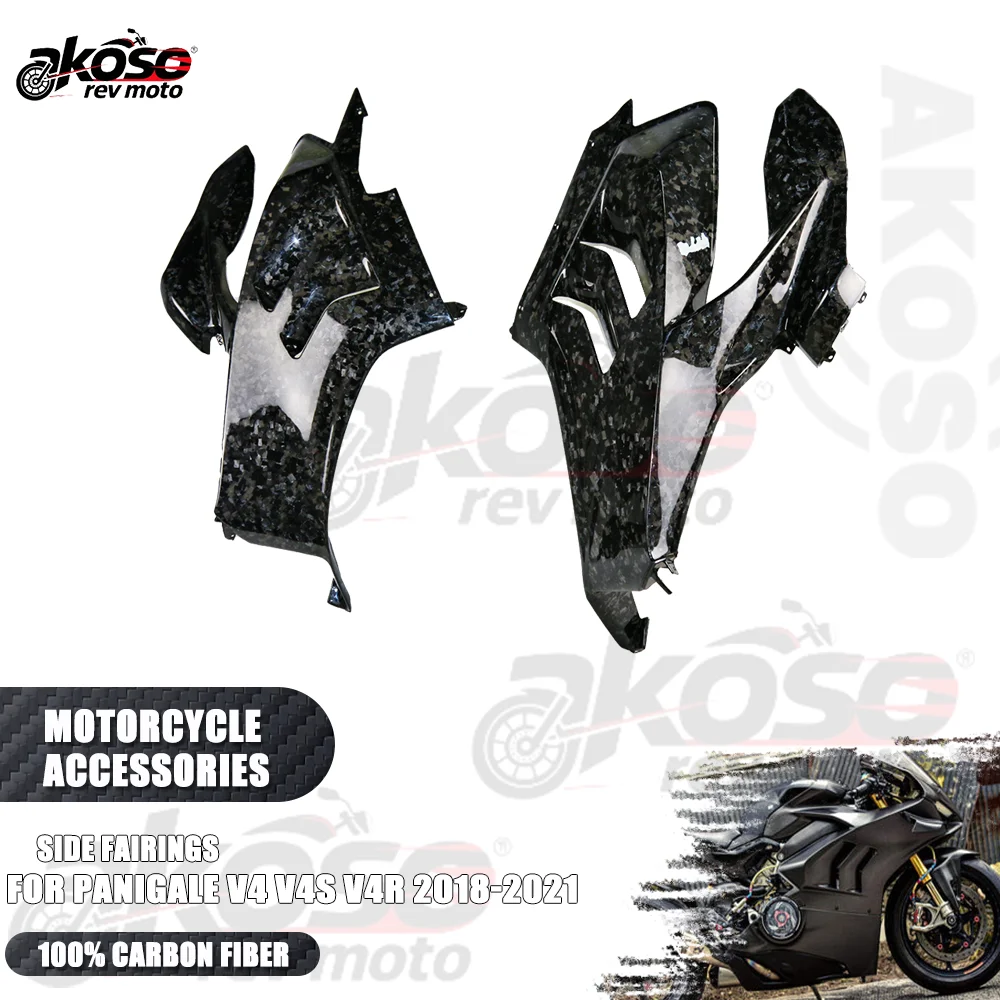 

Pure Carbon Fiber Motorcycle Supplies Side Fairings Plates Panel Kits For Ducati Panigale V4 S R 2018 2019 2020 2021 Accessories