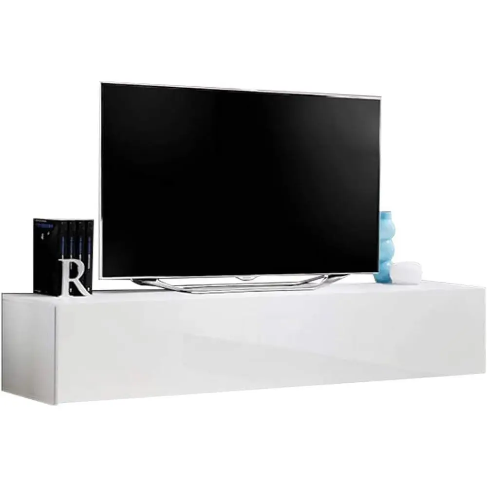 

Modern 63 High Gloss Floating TV Stand with Storage Cabinet - White Media Center