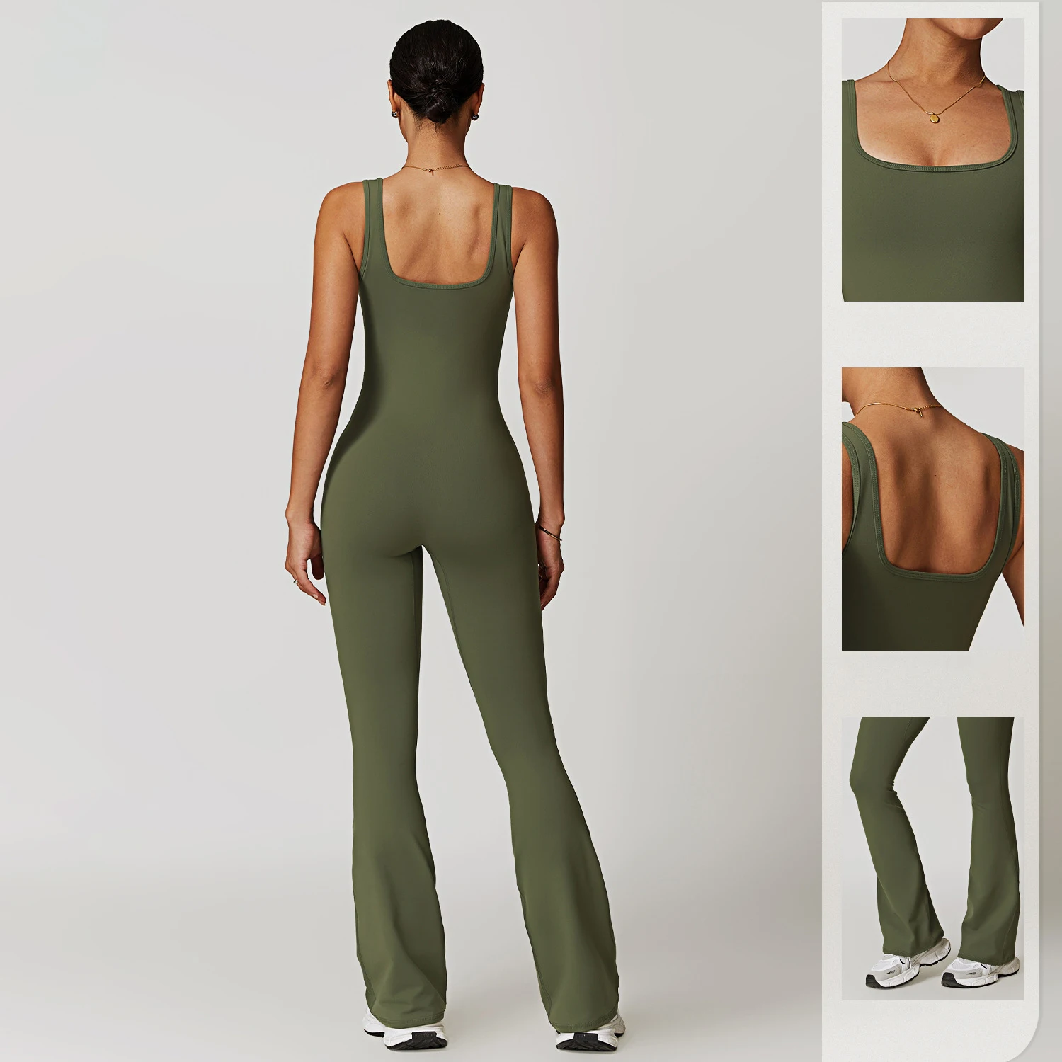 Tight Quick Dry Jumpsuit Slim Flare Pants Yoga Wear Women Gym Workout Breathable Lean Tummy Tuck Micro Sports Fitness Clothing