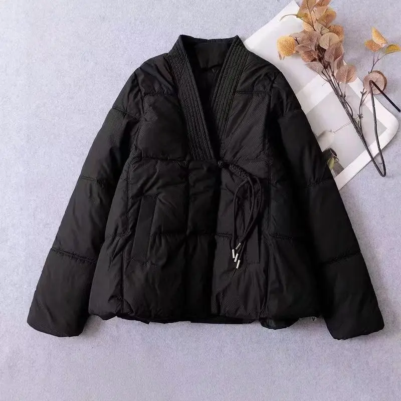 가을, 겨울 새로운 여성 다운 코튼 자켓 통근자 v 넥 오버 사이즈 코튼 자켓