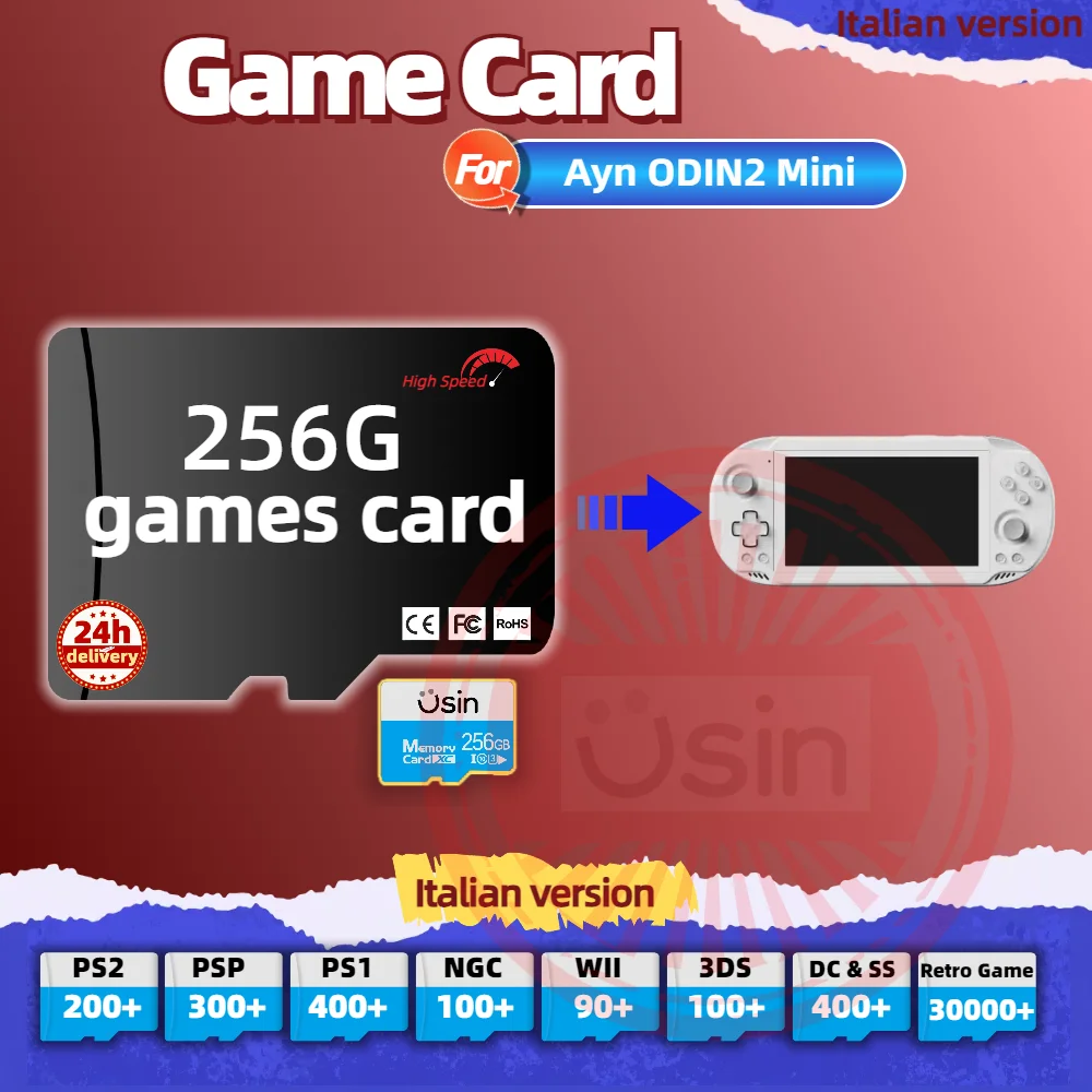 Memory Game Card For Ayn ODIN2 Mini ODIN 2 Italian version Retro PS2 PSP Games Android Gaming portable Console SD H-speed 256G