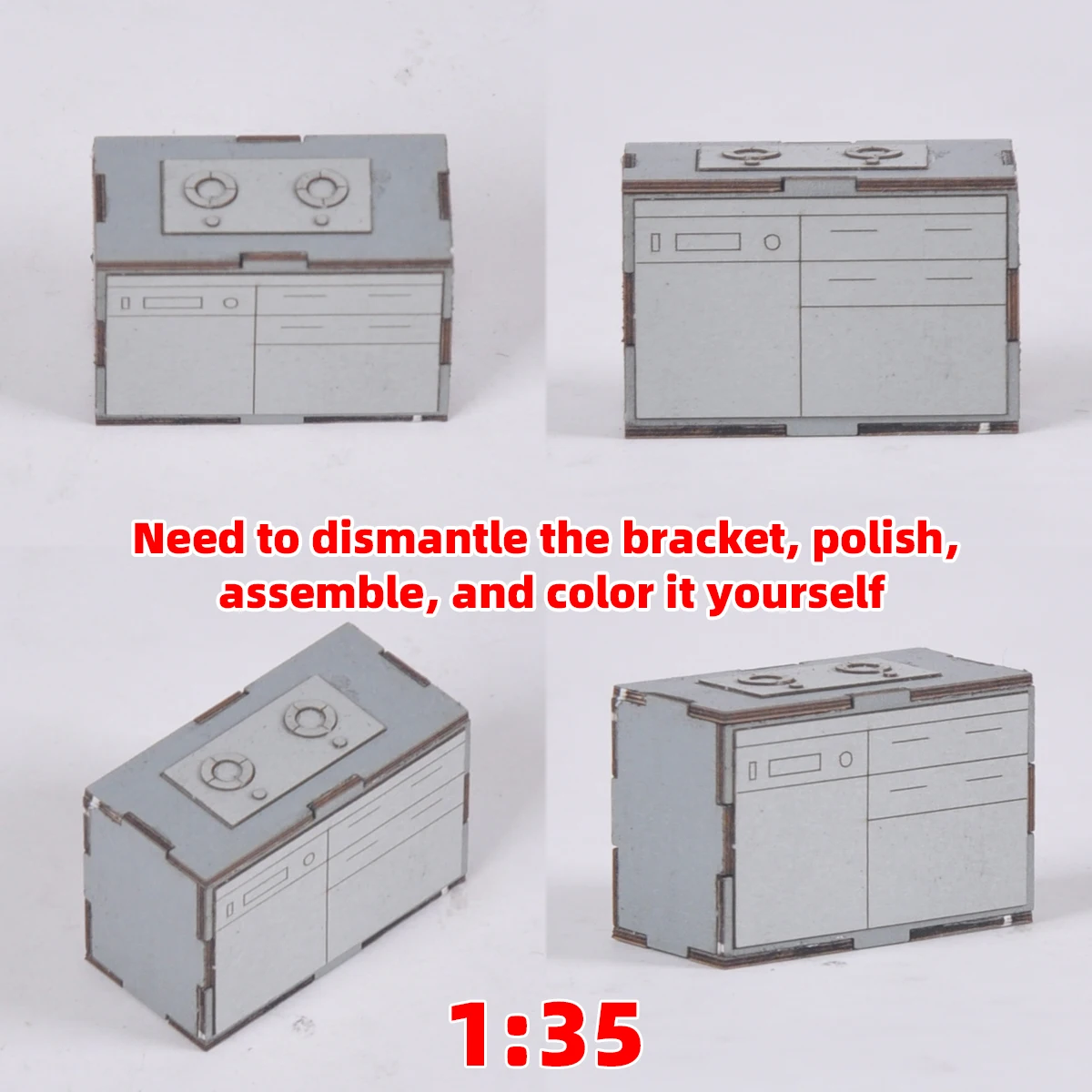 1/35 Modellbausatz Küchenutensilien Gasherd Schrank Waschbecken Waschraum Sideboard Sandtisch Diorama Modelle – Detail 1