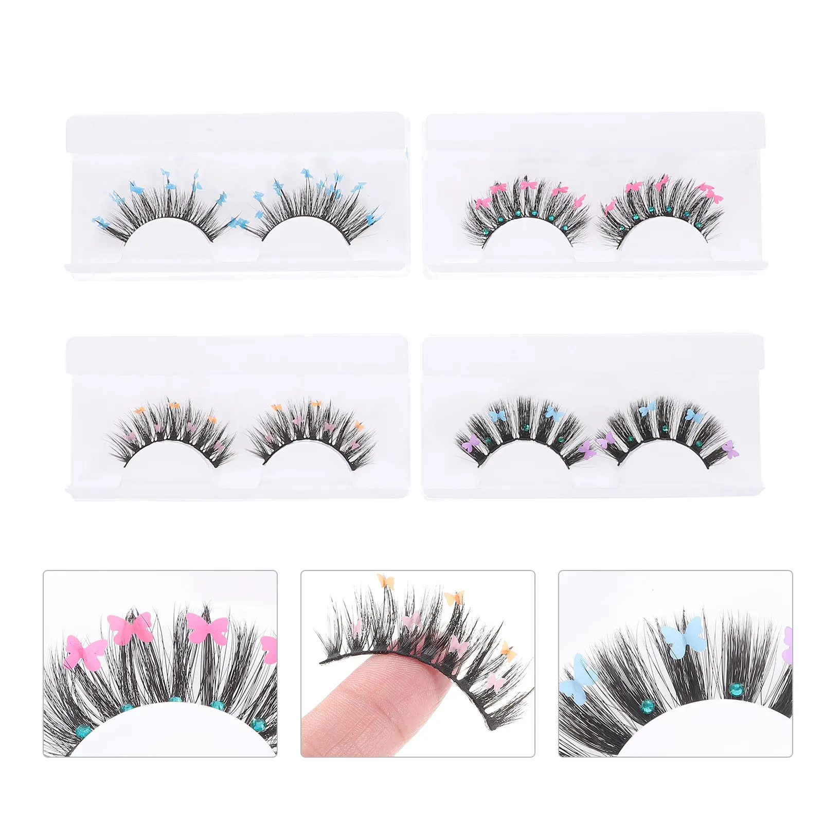 Ciglia glitterate Ciglia finte Ciglia colorate lunghe impermeabili Cosplay Estensioni ciglia glitterate Stile farfalla Falso