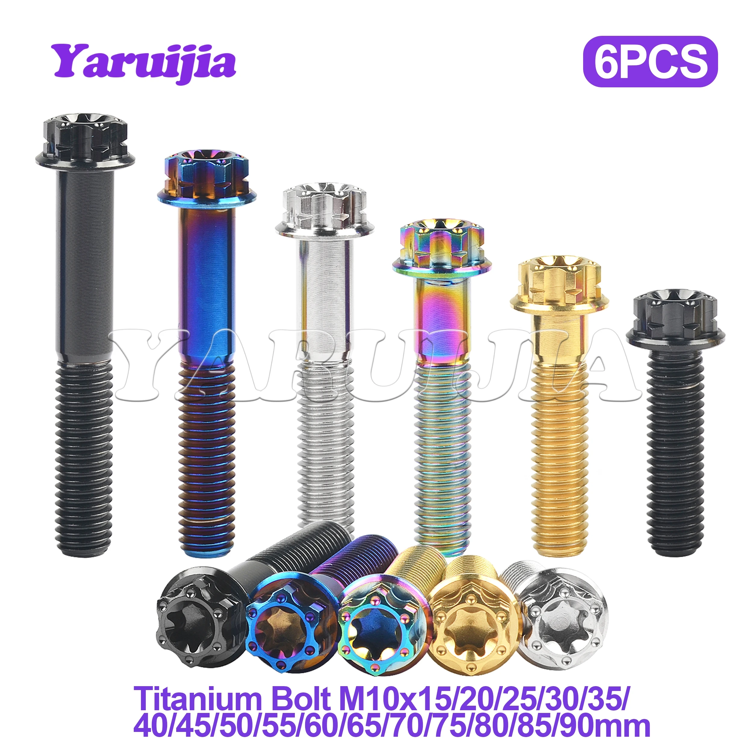 

Yaruijia Titanium Bolt M10x15/20/25/30/35/40/45/50/55/60/65/70/75/80/85/90mm Fancy Head Torx Sleeve Screws for Motorcycle Part