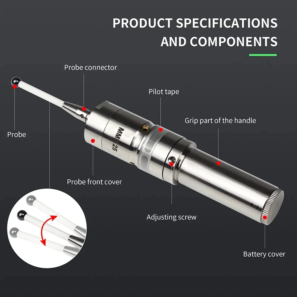 3D light edge finder high precision 0.001 CNC machining center sub-center rod detection sensor glowing sound