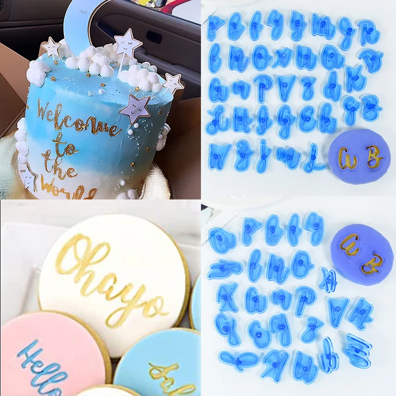 1set Upper&Lower Letter Alphabet Cake Stamp Molds Number Fondant Cookie Mould For Wedding Birthday Party Cake Decoration Tools