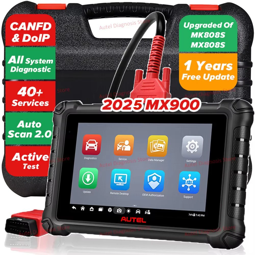 Autel MaxiCheck MX900 Автомобильные диагностические инструменты Автомобильный сканер, предварительное сканирование, DoIP CAN FD, печать WIFI, обновленная MK808S MX808S