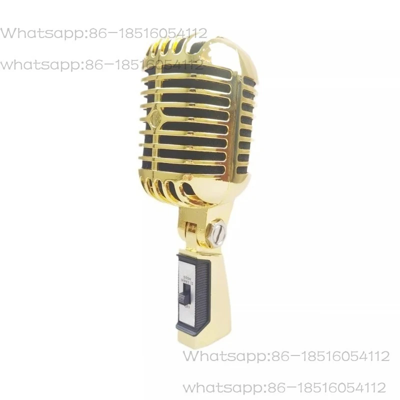 New Professional Wired Vintage Classic Microphone Dynamic Vocal Mic Microphone for Live Performance Karaoke(Gold)