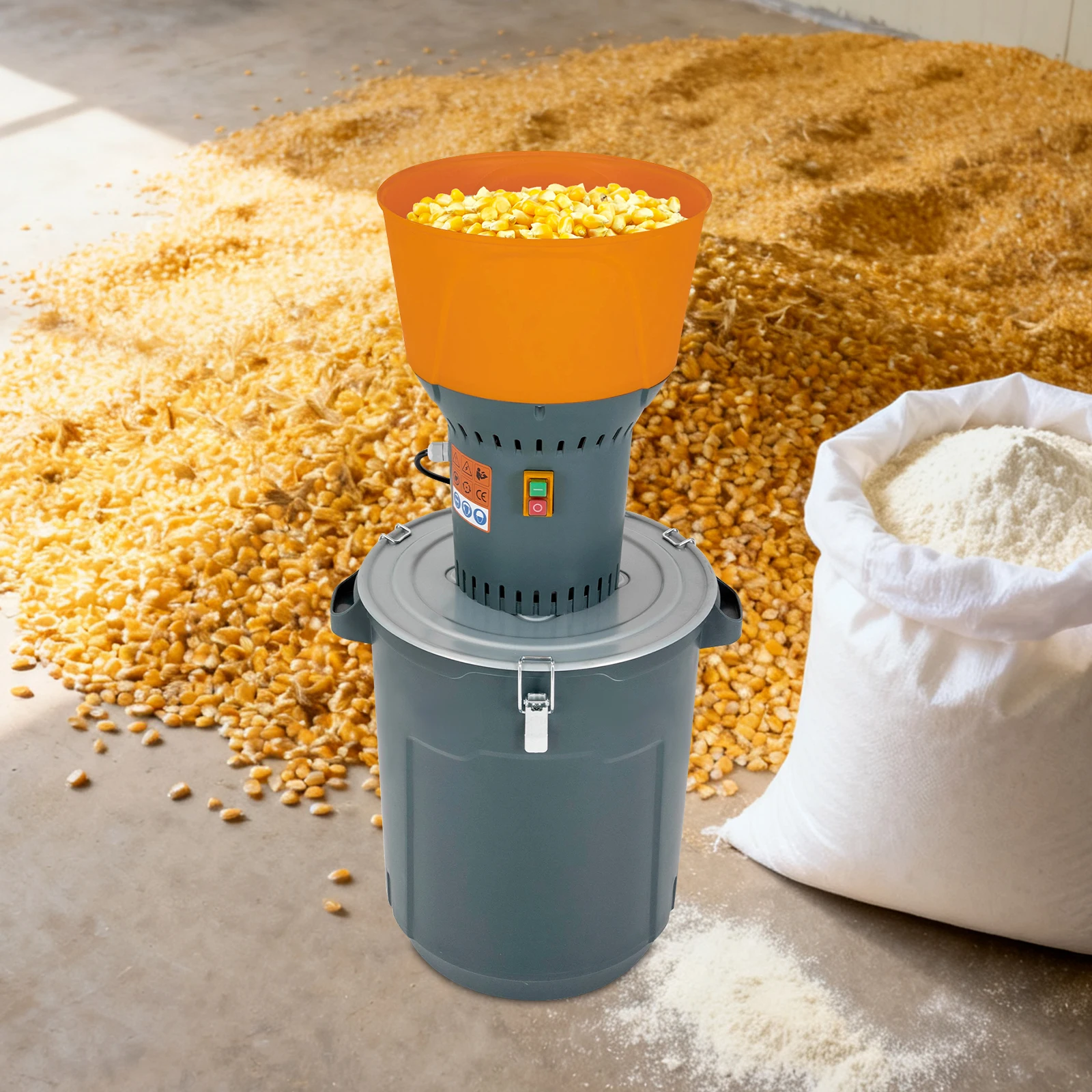 Molinillo de grano eléctrico de 13,2 galones (50L) con 5 tamices, molinillo de maíz/trigo para uso doméstico, granja y pequeñas empresas a granel