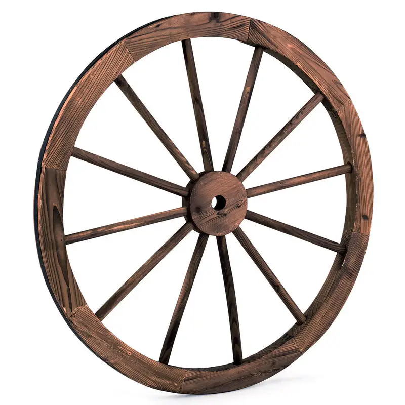 Set of 2 Decorative Wooden Wheels for Garden