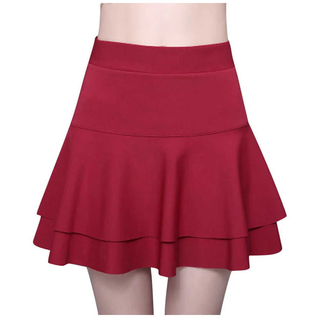 New Women Basic Skirts Summer Flared Casual Mini Skirt Fashion School Pleated Fluffy Plus Size Red Short Fashion A Line Skirts