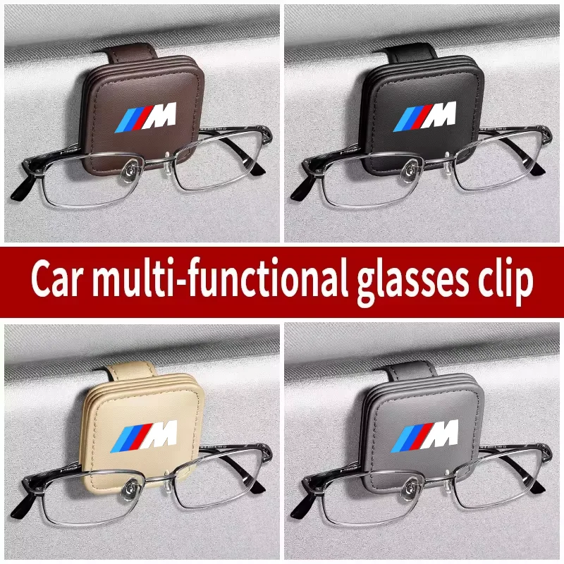 

Универсальная автомобильная вешалка для солнцезащитного козырька, кожаный держатель для очков для BMW M E30 E39 E46 E90 E93 E60 F10 M5 M6 M7 X4 X5 X1