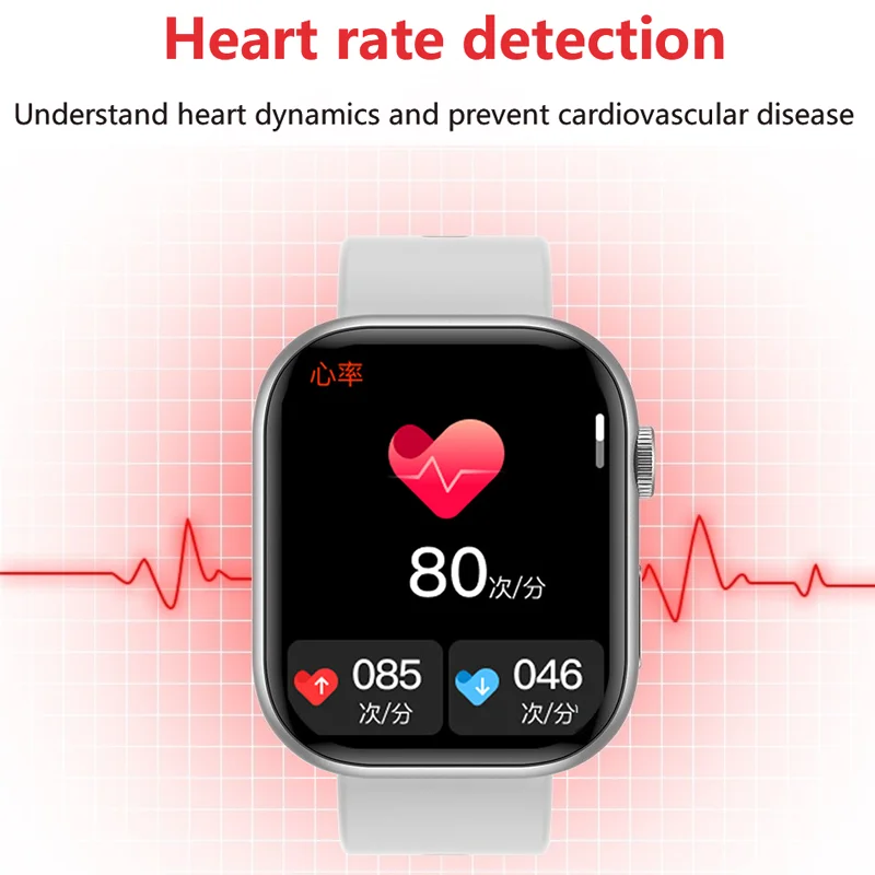 2024 J02 Smart Watch Bluetooth Call Smartwatch Large Screen Sports Watches Waterproof Heart Rate Monitor