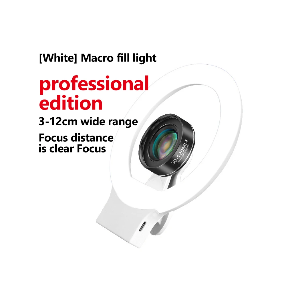 GiAi Macro Lens Smartphone Ringlight 3mm-120mm 15X Lente Macro Para Celular & Ring Light For Iphone Smartphone