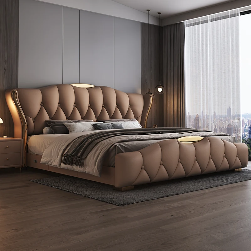 تصميم سرير غرفة النوم الرئيسية قراءة عصرية كسول شقة عالية الجودة سرير الشمال ضوء فاخر كاما دي كاسال أثاث المنزل