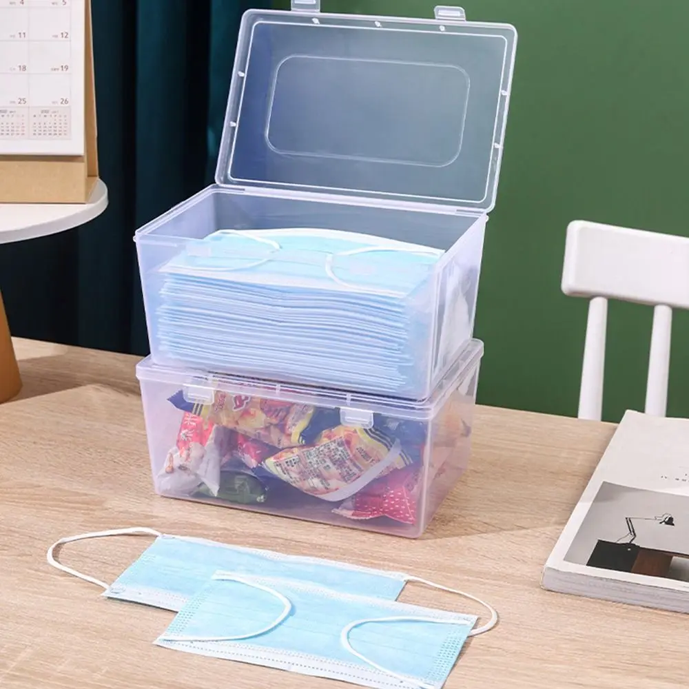 Neue 1-teilige, verdickte Maskenaufbewahrungsbox, transparente Klappbox, kleine und große Kunststoffbox für Medikamente, Pillen, Schmuck, Ohrringe, Kosmetik – Detail 4