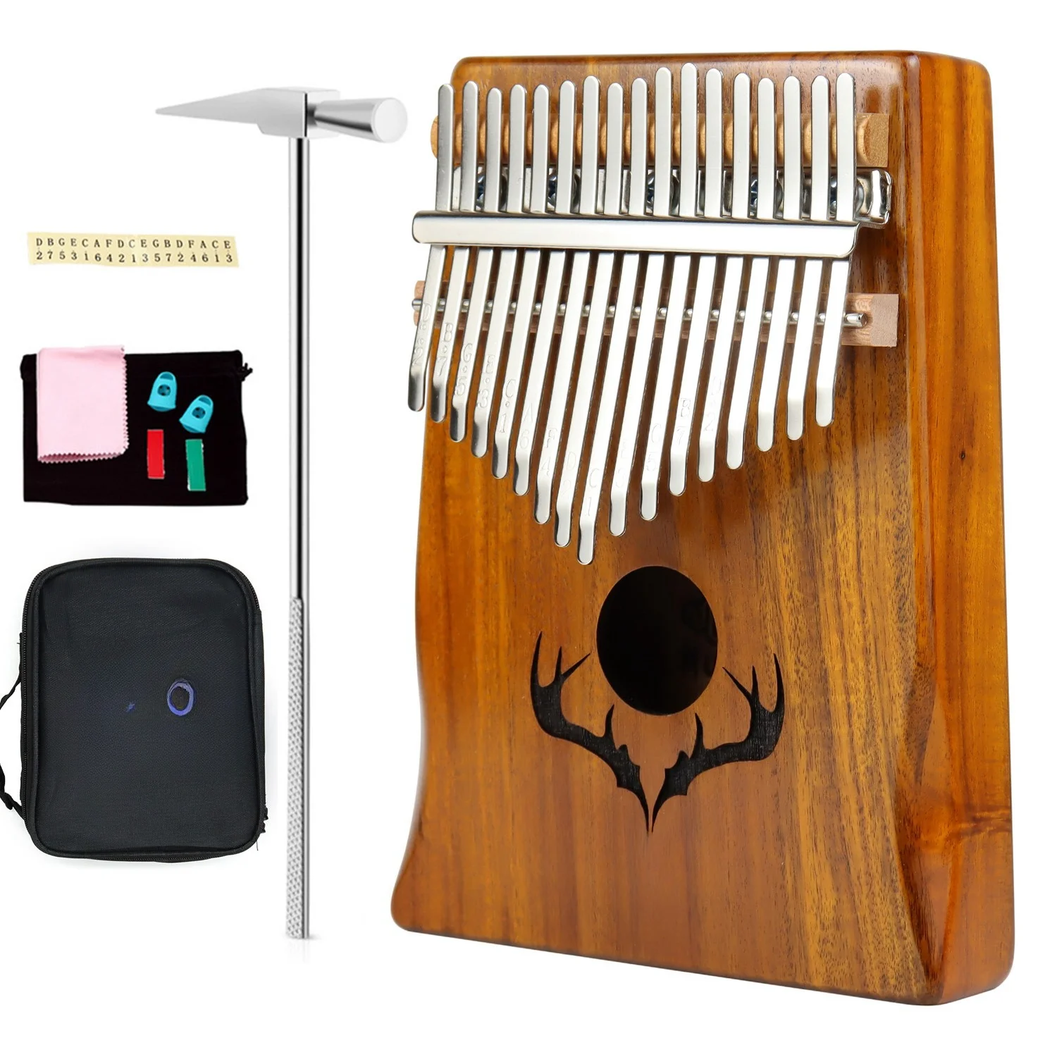 

17-Key Acacia Thumb, Kalimba, Professional Grade (Reindeer Horns)