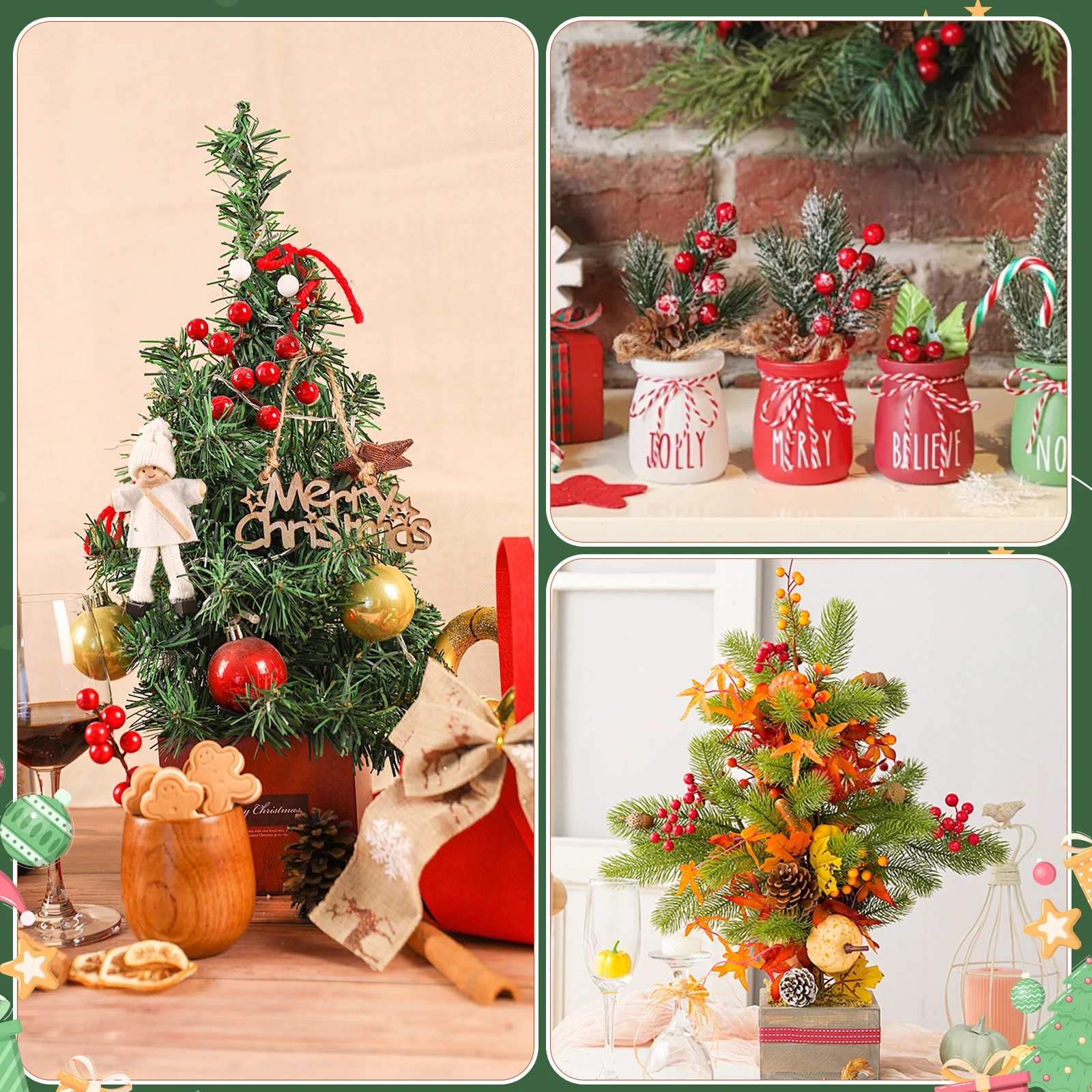 

10Pcs Christmas Berry Branches Simulated Floral Decor Creative Design for Wedding Party Home Festive Decoration Accessories