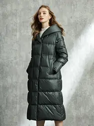 Fashion Hooded Goose Down пуховая куртка 90% Goose Down Coats Fluffy Coats Women Winter Thicker Warm Parkas Outerwear WY1252