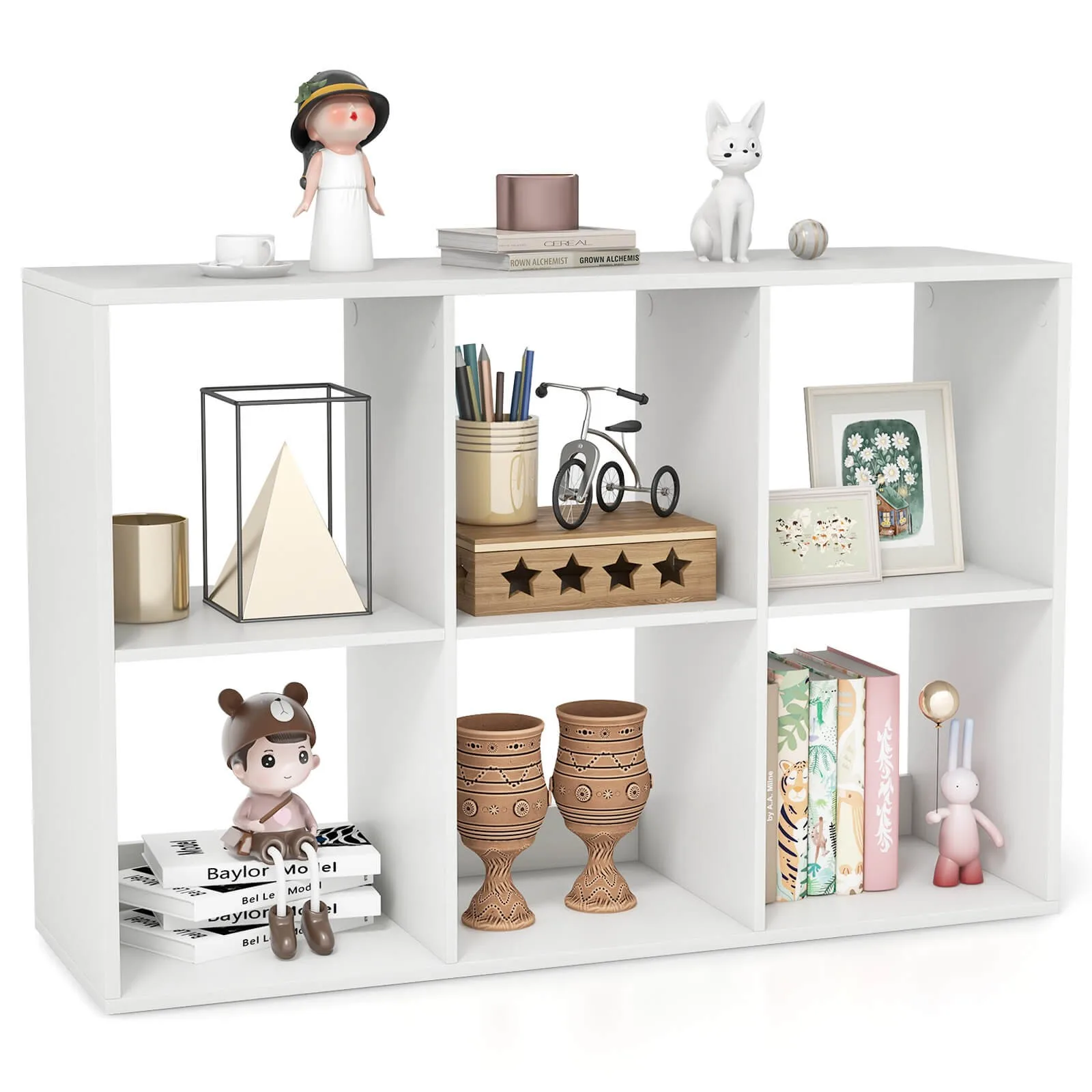 6-Cube Open Bookshelf w/ Anti-tip Kits Home Modern Style Storage Shelf for Study