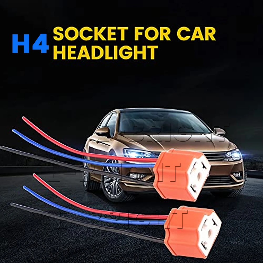 

H4 HB2 9003 Wiring Harness Headlight Socket Heavy Duty Ceramic Headlight Connector for Car Truck Boat Marine Headlight Fog Light