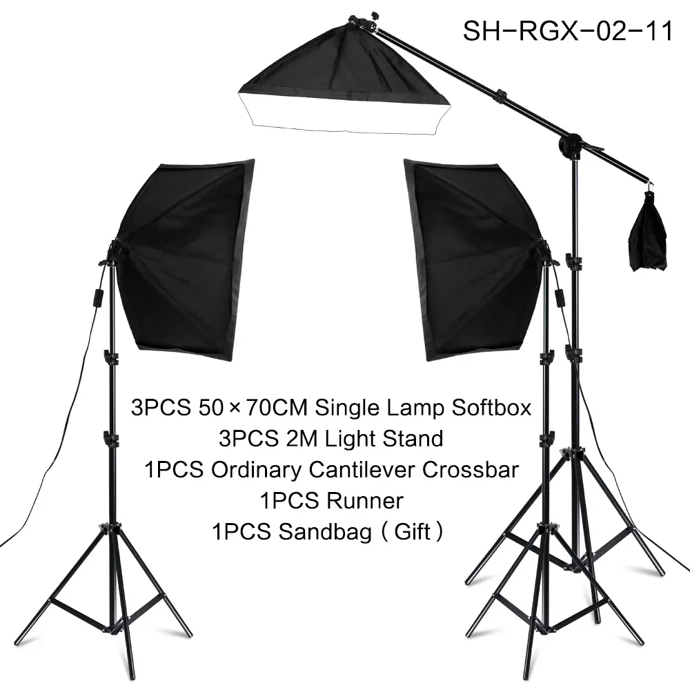 3Pcs Soft BoxProfessionelle Foto Studio Softbox Lichter Kontinuierliche Beleuchtung Kit Zubehör Ausrüstung Mit LED Blub Stativ