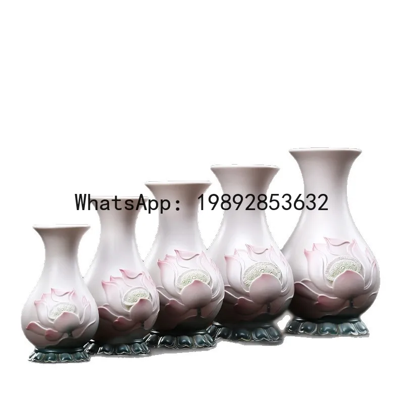 

Xl ceramic lotus vase - home living room flower arrangement, buddhist shrine vase ornament, guanyin offering vase