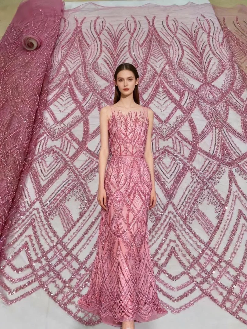 

Африканская кружевная ткань с бисером, 2025 г., красивая французская кружевная ткань, сетка, нигерийская кружевная ткань с блестками для женщин, свадебное платье