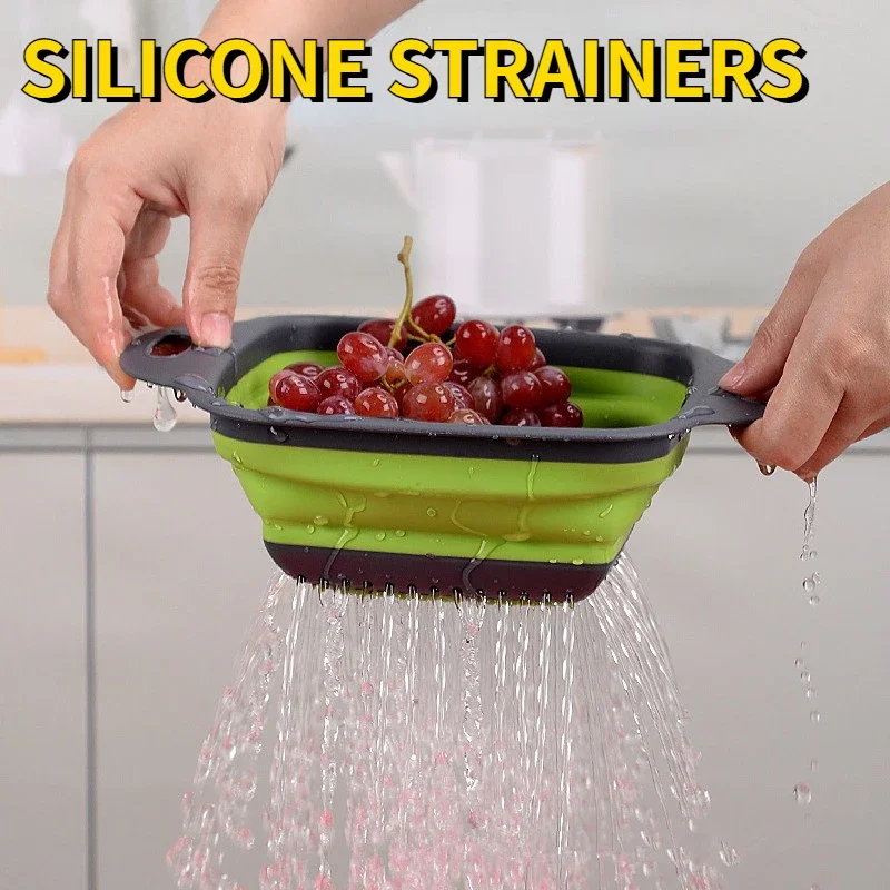 

Collapsible Colander Food-grade Round Space Save Silicone Kitchen Strainers Dishwasher Safe Foldable Strainer for Pasta,Veggies