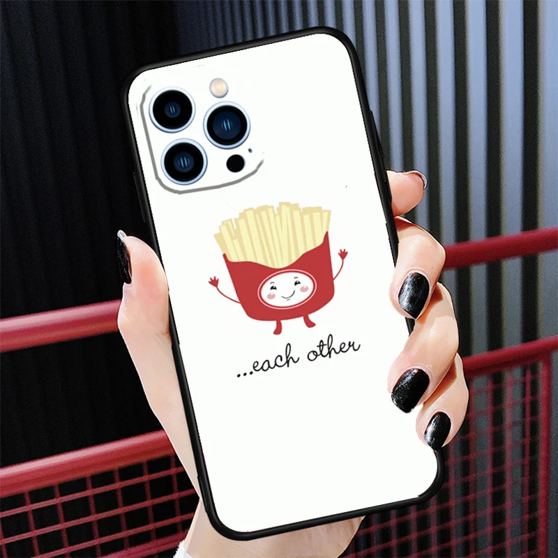 BFF Best Friends Burger Fries Food Funny Case For iPhone 16 15 14 13 Pro Max 12 mini 11 Pro Max XS Max XR X Plus Cover