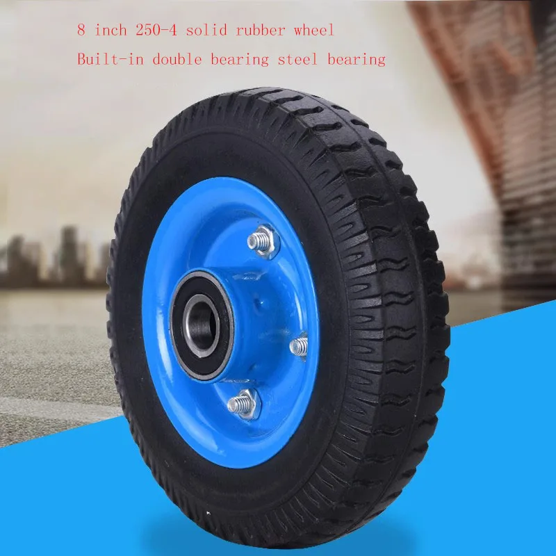 8-inch Solid Tire/anti-explosion/anti-puncture Thickened 250-4 Rubber Wheel Trolley