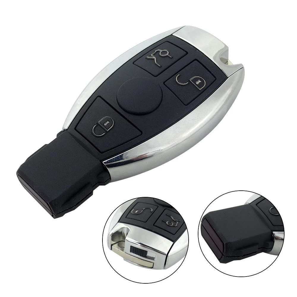 Ocontinent tech-Clé de voiture à distance sans clé, coque de clé de voiture intelligente d'origine, 2/3 boutons, Mercedes Benz Classe A, B, C, E, S, W203, W204