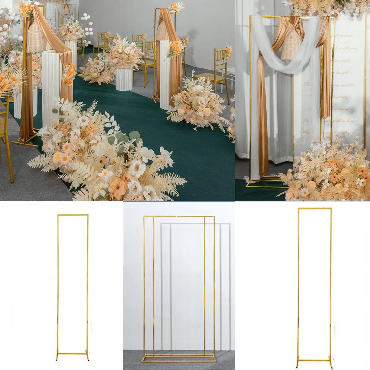 

3PCS Grand Event Stage Wall Decoration Shiny Gold Flower Stand Wedding Arch Rack Baby Shower Baptism Party Balloon Craft Decor