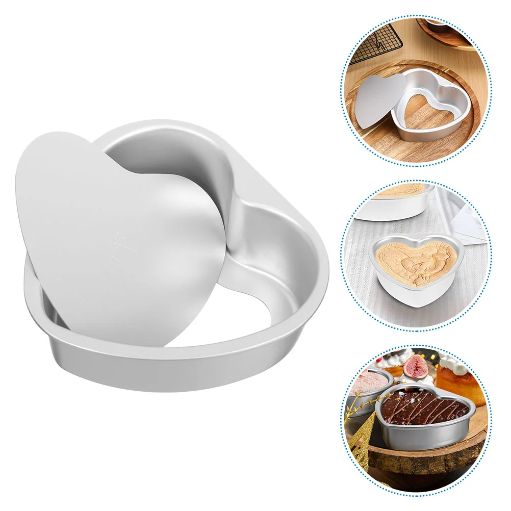 3PCS Heart Shaped Baking Detachable Bottom Aluminum Alloy Mold Easy Clean Metal Pan Oven Safe Cake Pan Mold Metal Heart Cake