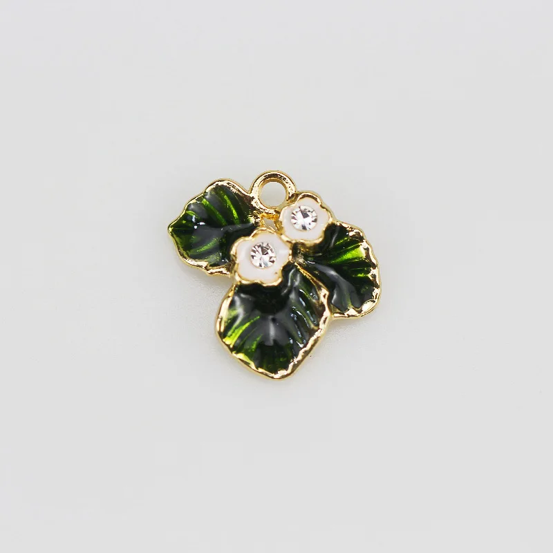 

2Pcs Alloy Oil Drip Tulip Leaf Pendant Bracelet Charm Accessories Necklace Accessories DIY Alloy Accessories