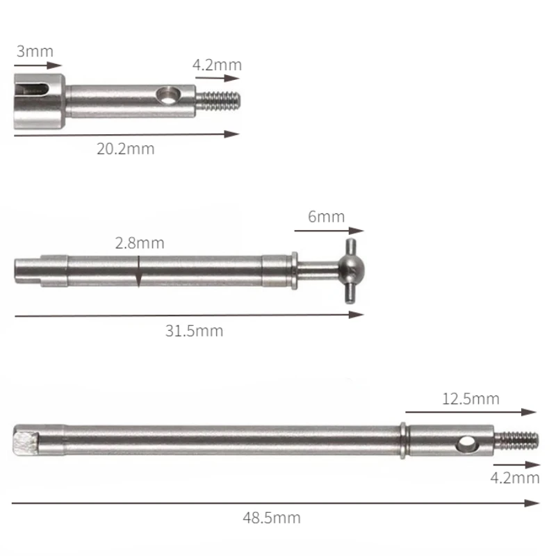 Axial SCX24 Stainless Steel Front Rear Steering Axle CVD DriveShaft  Dog Bone Cup Wheel Shaft for 1/24 AXI00004 B17 90081 RC Car