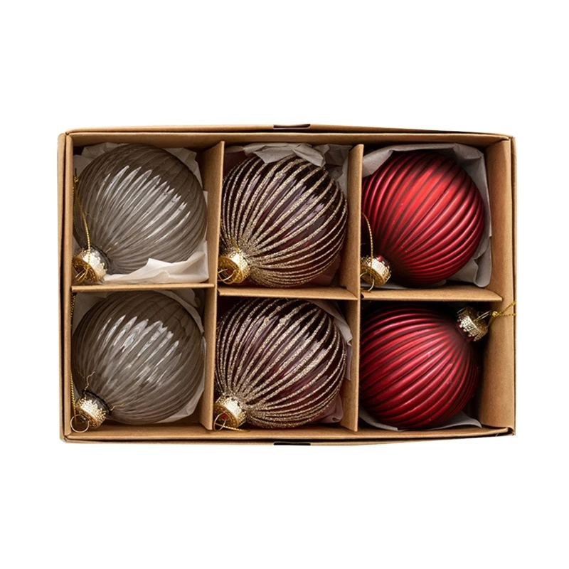 6pcs Glass Christmas Balls Ornament Bauble Festive Party Decor 6cm Diameter Drop shipping