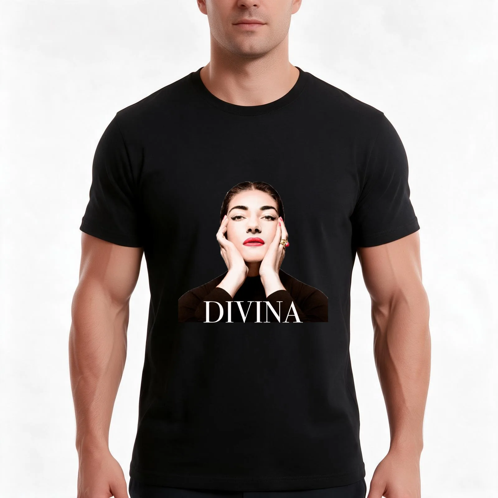 Maria Callas T-Shirt, Summer Casual Cotton Tee, Oversized Streetwear Tops, Vintage Graphic Print, Loose Fit Short Sleeve