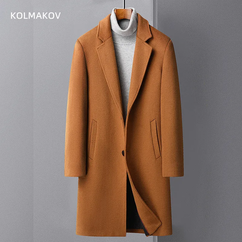 2024 new arrival long style winter jacket fashion High Quality Woolen Coat Men's Wool trench coat Men Dress Jacket Size M-4XL