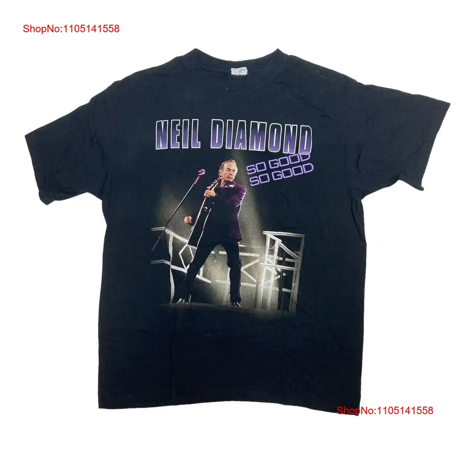 Neil Diamond 2008 World Tour Concert So Good T Shirt Medium Black vintage Washed fashion graphic Casual homme streetwear
