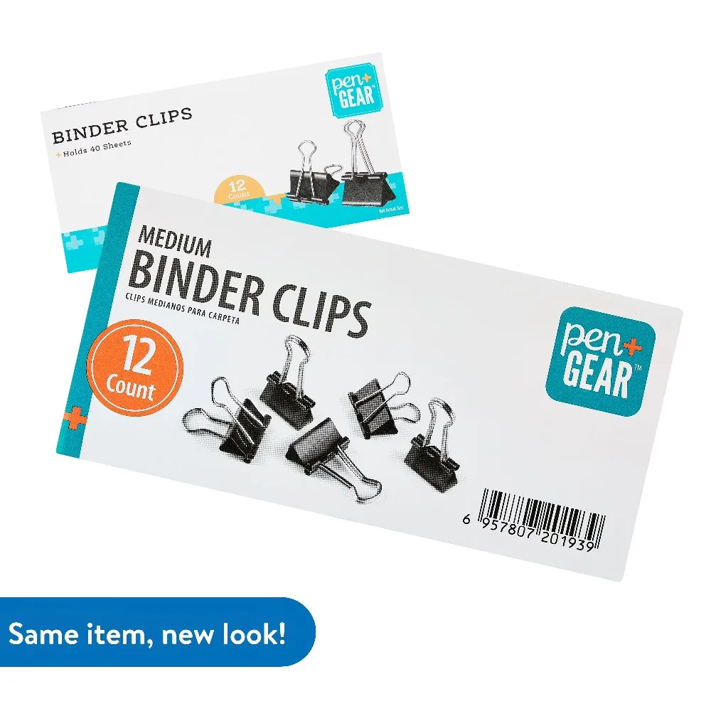 

New 4 Pack Medium Metal Binder Clips Black 12 Count Office Supplies for Paper Documents School Stationery Filing Organization