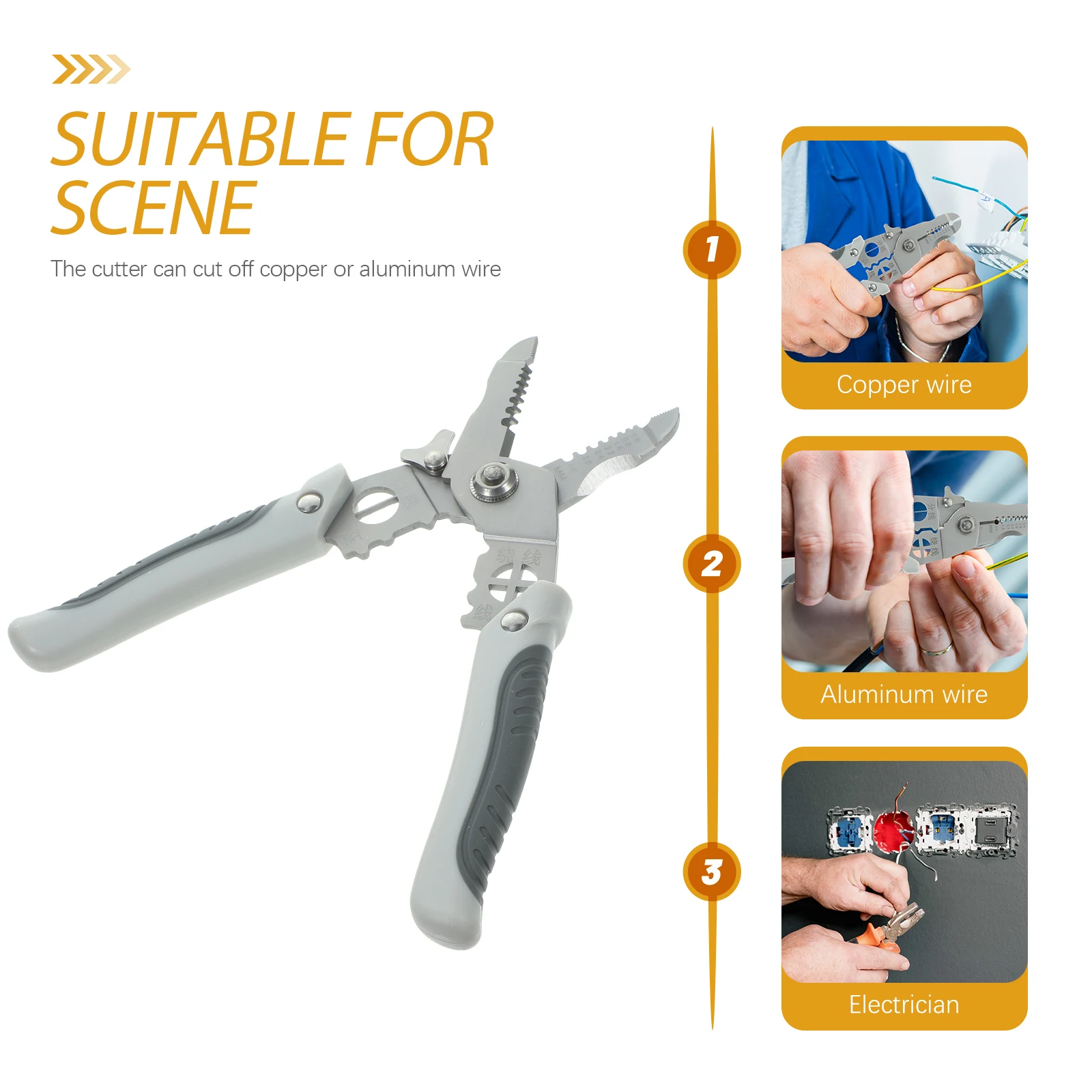

Wire Stripper Pliers Stainless Steel Electrician Tool Heavy Duty Cable Wire Silver Gray Color Multi Function H
