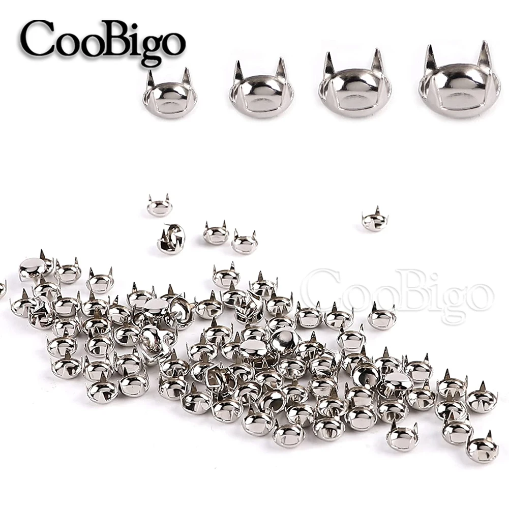 3/5/6/8/9/10/12/25mm Decorative Rivets Leather Studs Round Nailhead Bead Spikes for Making Jewelry DIY Craft Parts 4-Claws