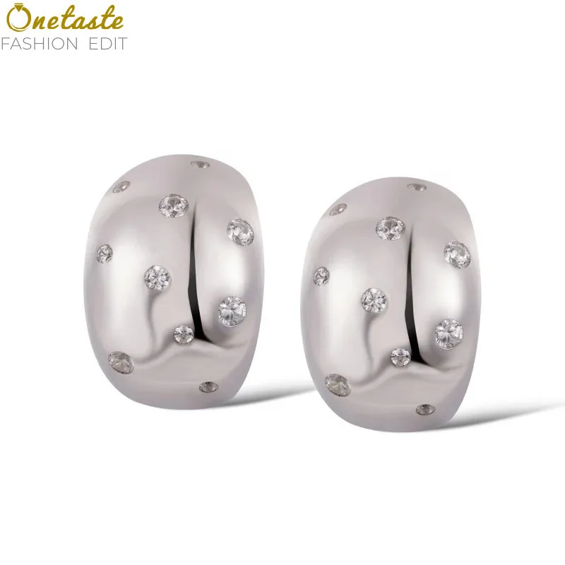 

Shiny Silver Color Cubic Zirconia Huggie Hoop Earrings Women Minimalist Trendy Lightweight Small Earrings With 925 Silver Posts