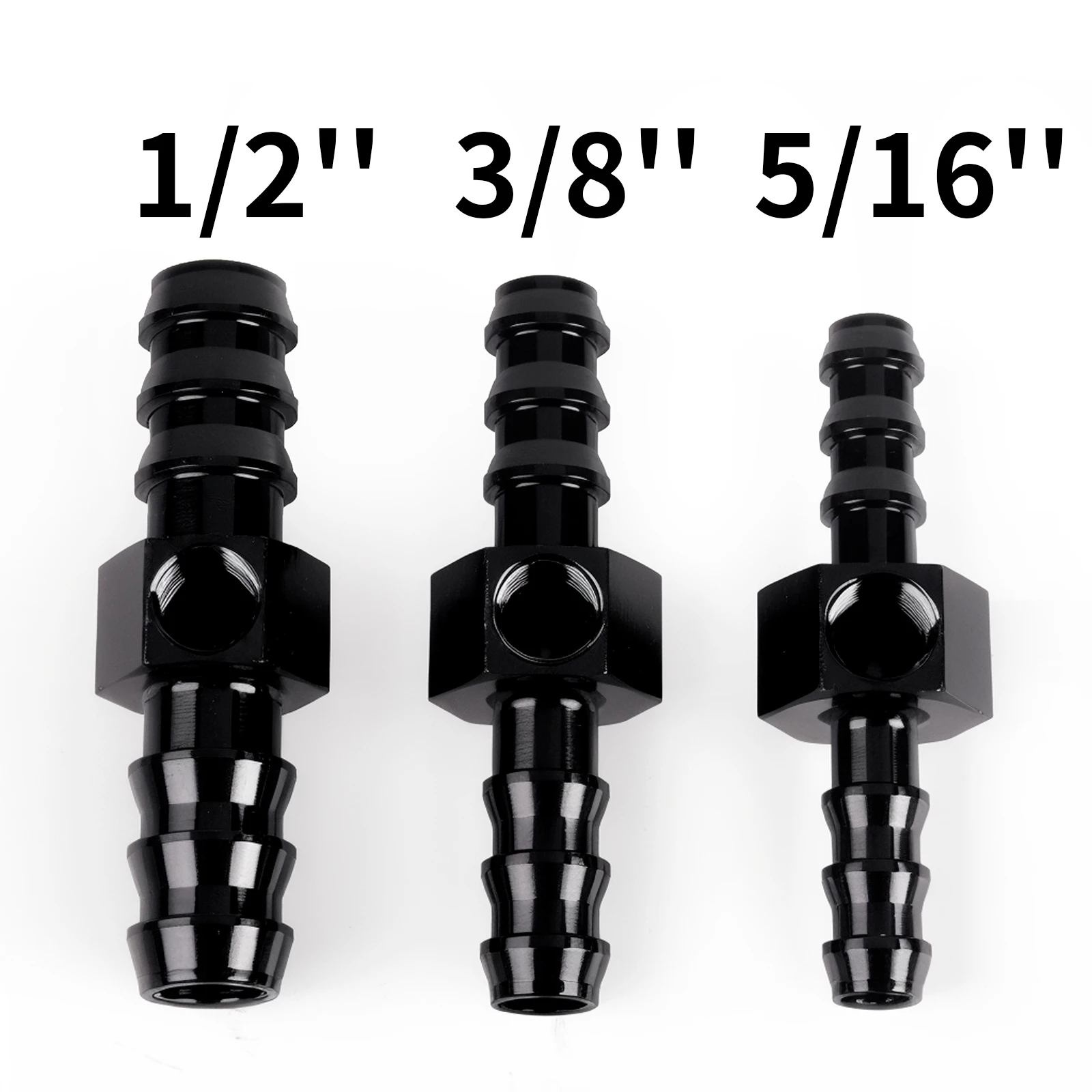 1/2 " / 3/8" / 5/16 "Barb Inline การใช้เครื่องวัดความดันข้อต่ออะแดปเตอร์ 1/8 ปลั๊ก NPT และ Sensor Gage พอร์ตอลูมิเนียม 2PCS